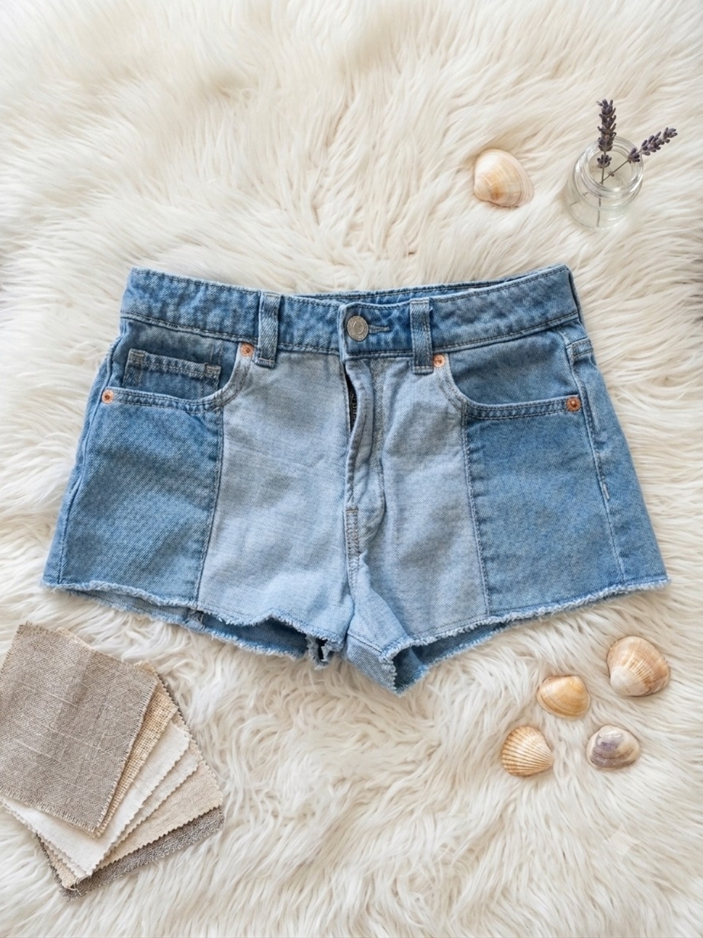 GAP Two-Tone Patchwork Denim Shorts